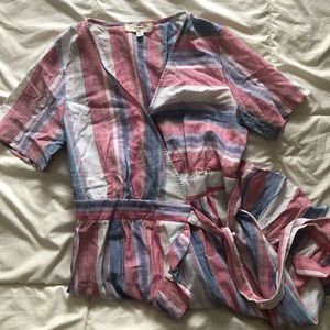 Entro Striped Wrap Dress